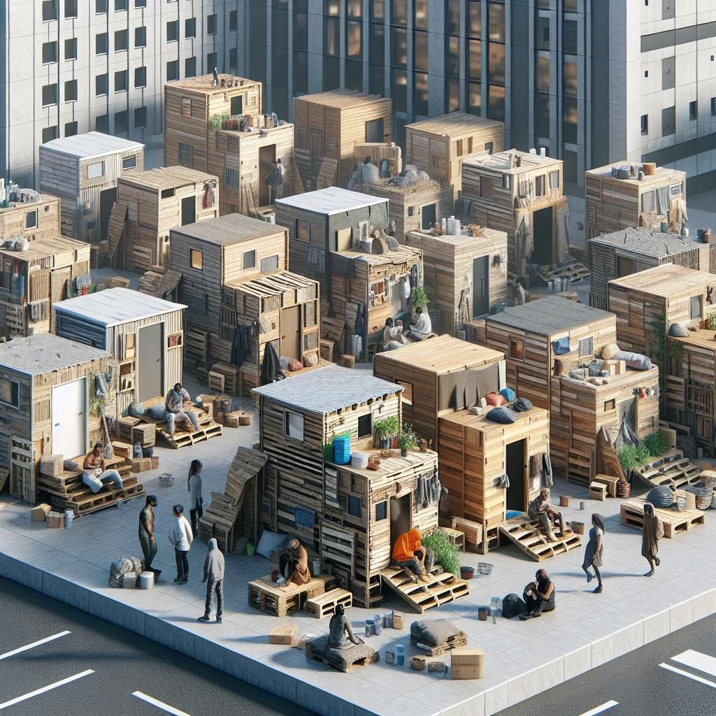 "Homeless shelter with pallet cabins"