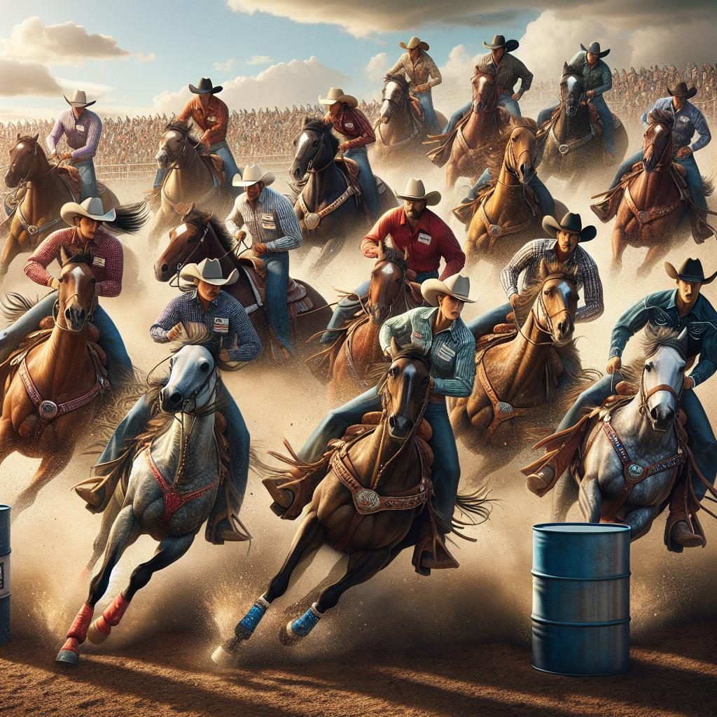 Exciting rodeo barrel race