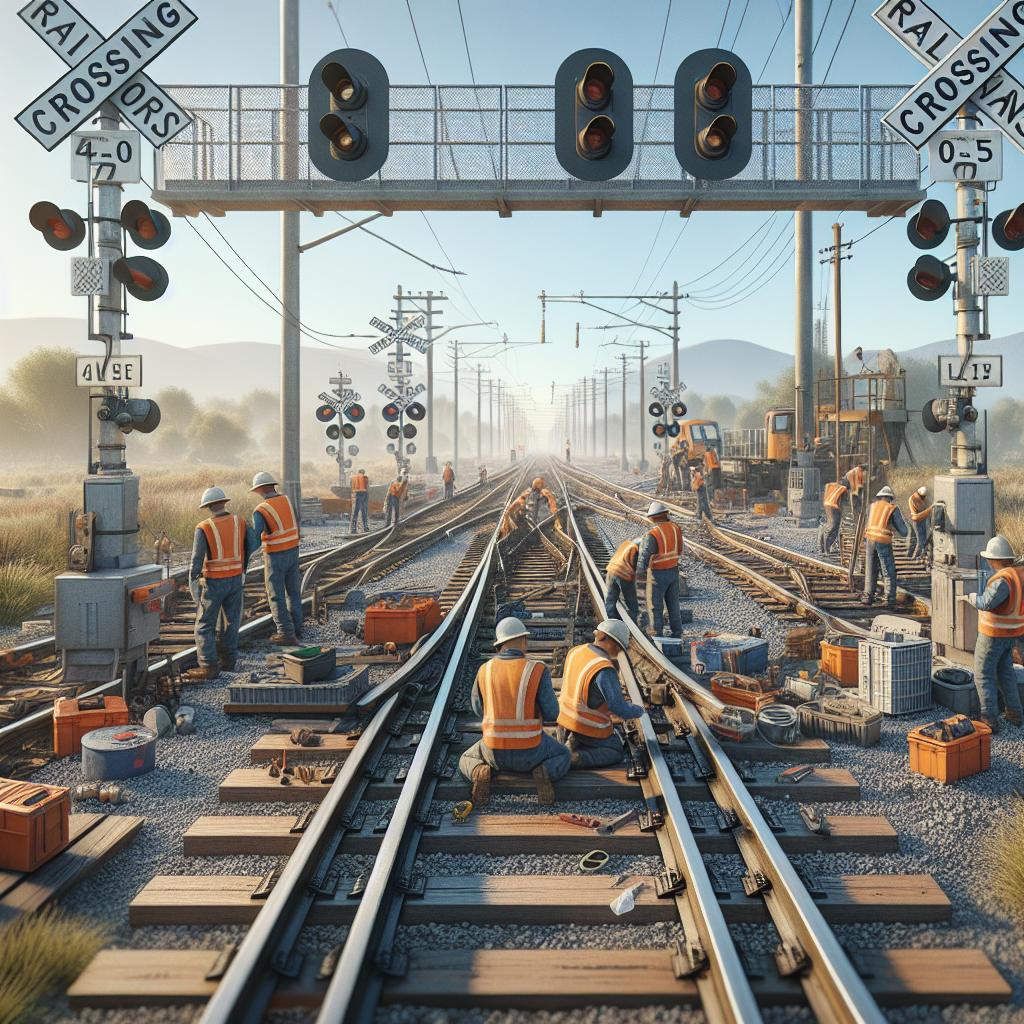 Railroad crossings maintenance illustration