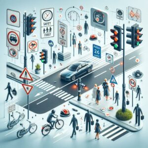 Traffic safety awareness illustration.