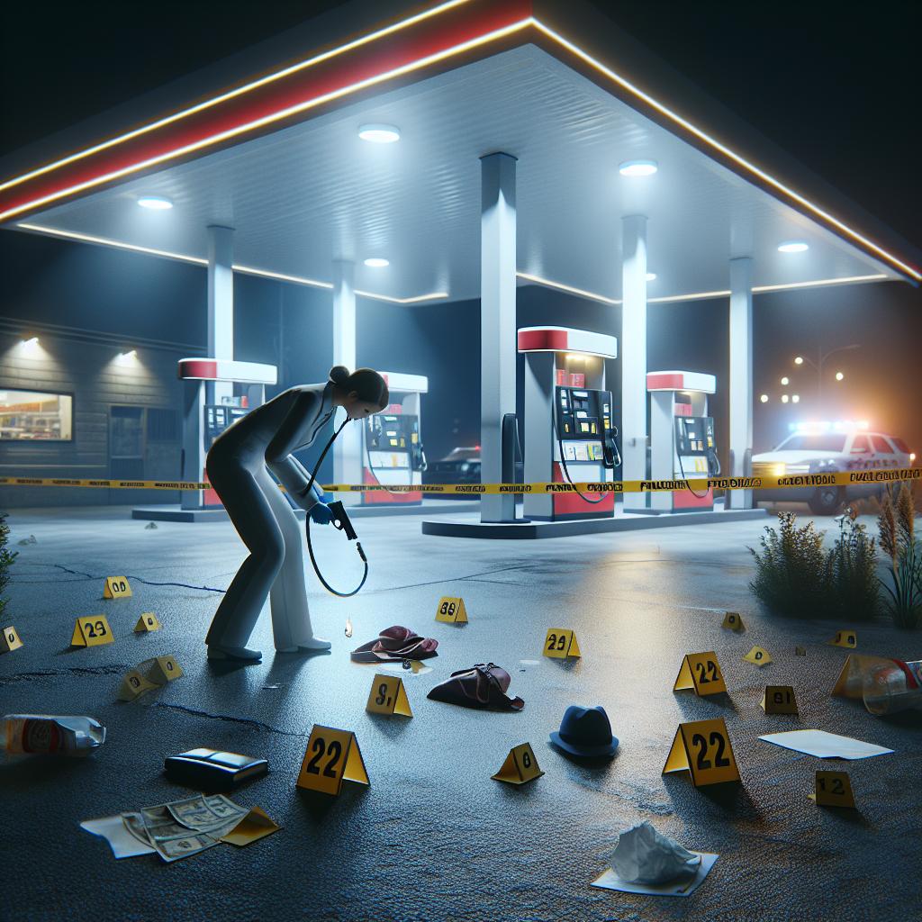 Gas station crime scene