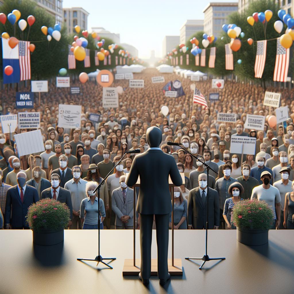 Political campaign rally outdoor.