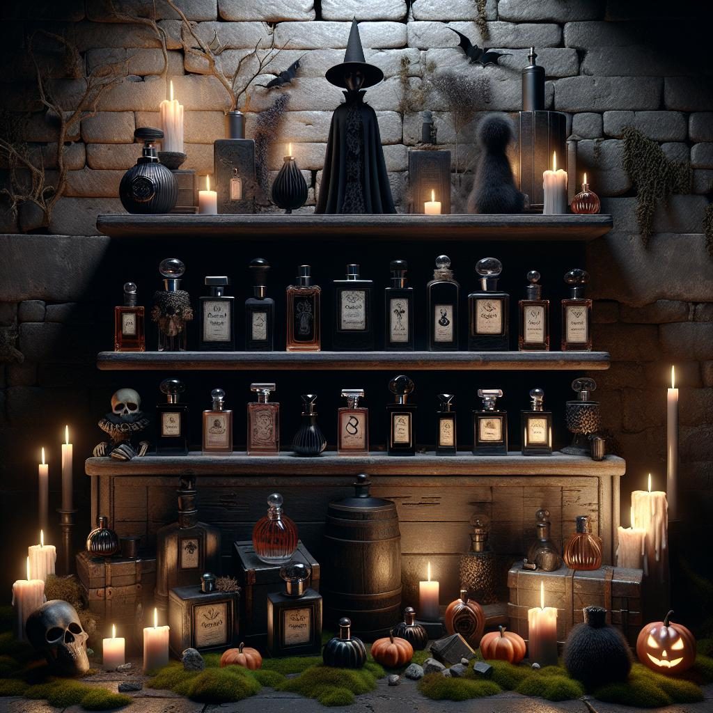 Spooky fragrance collection display