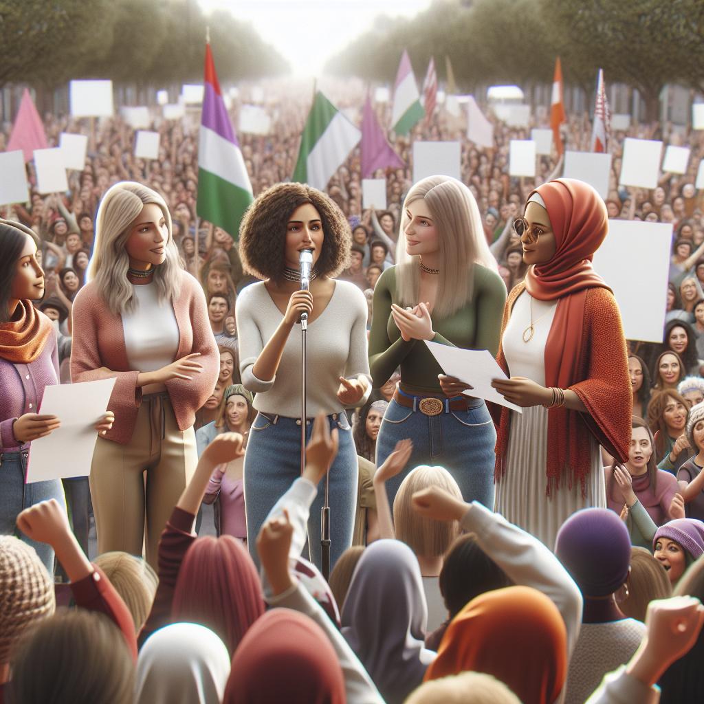 "Empowering women rally scene"