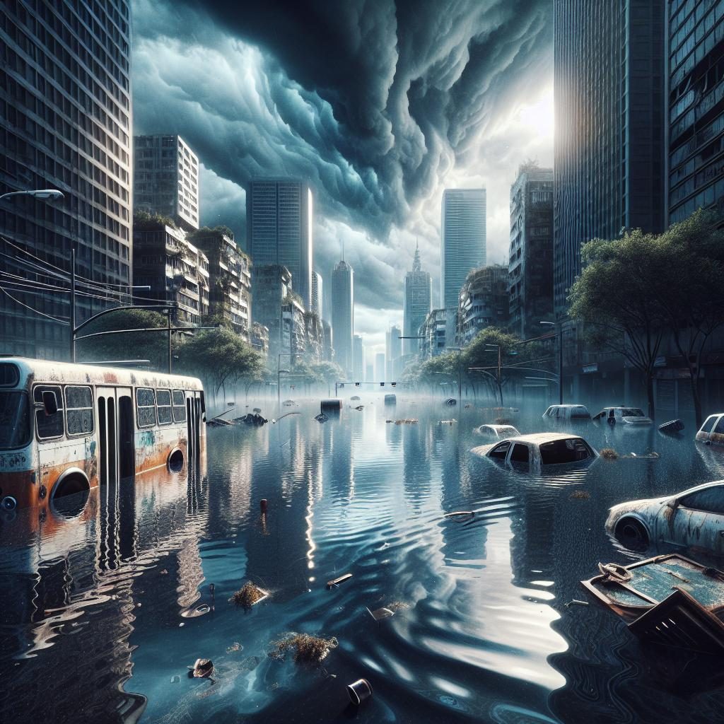 Flooded streets after storm