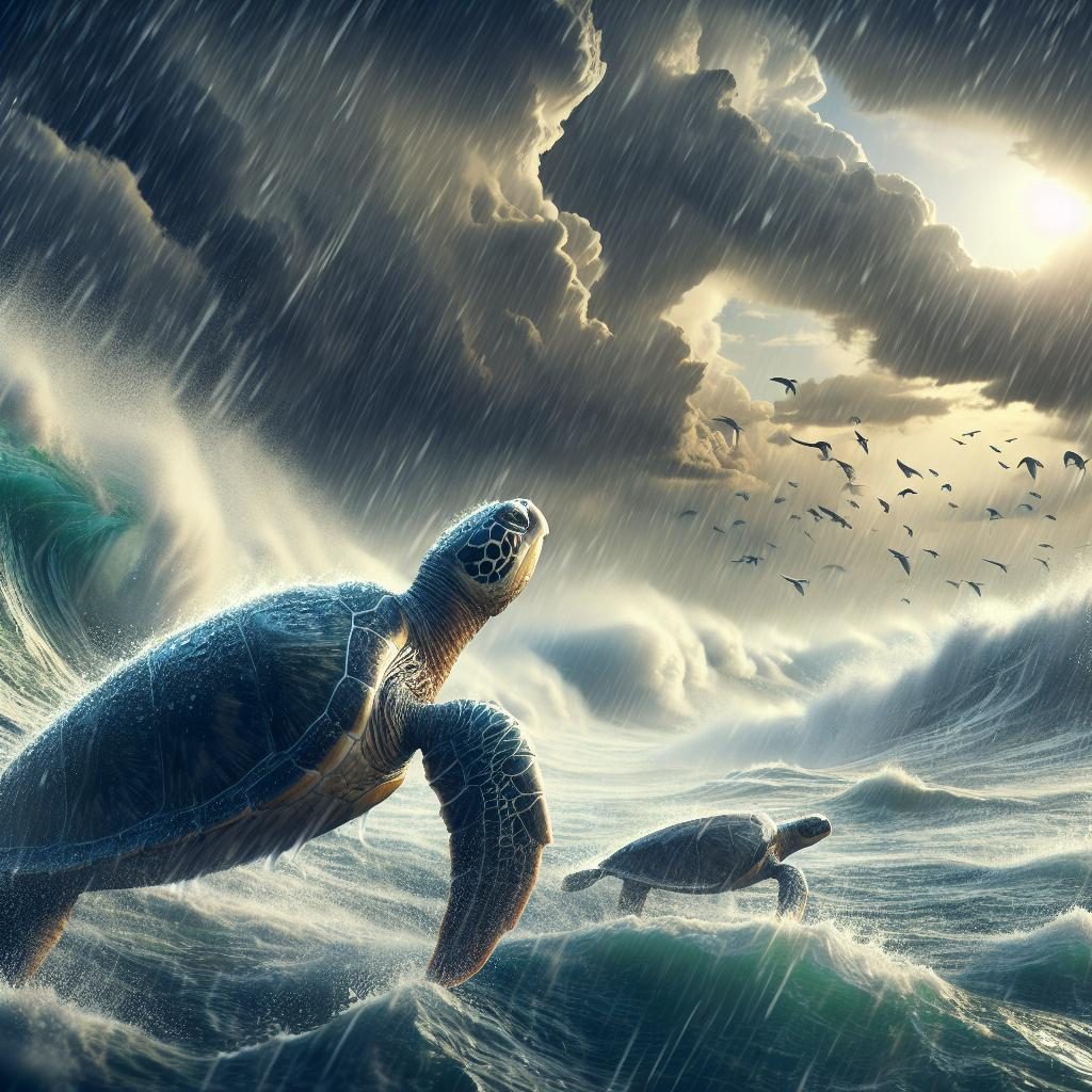 Sea turtles surviving storm