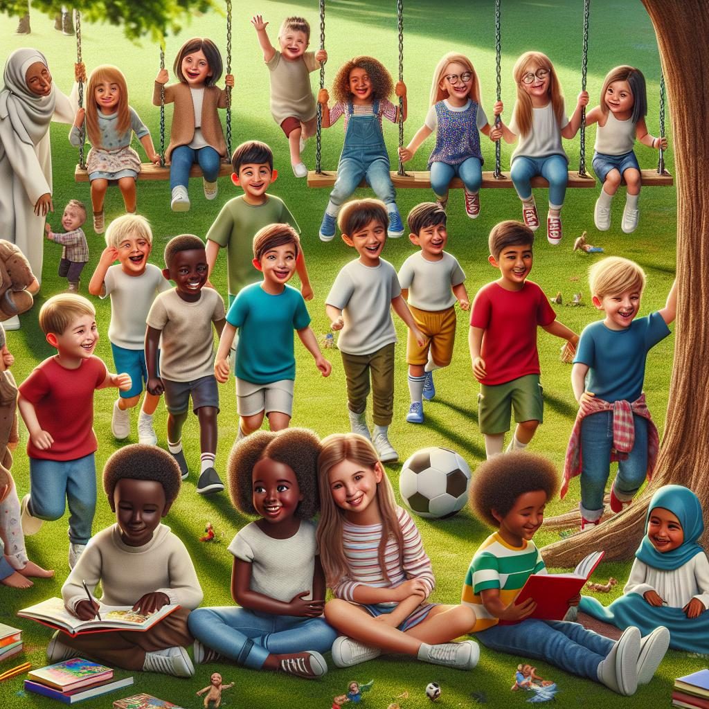 Diverse group of children