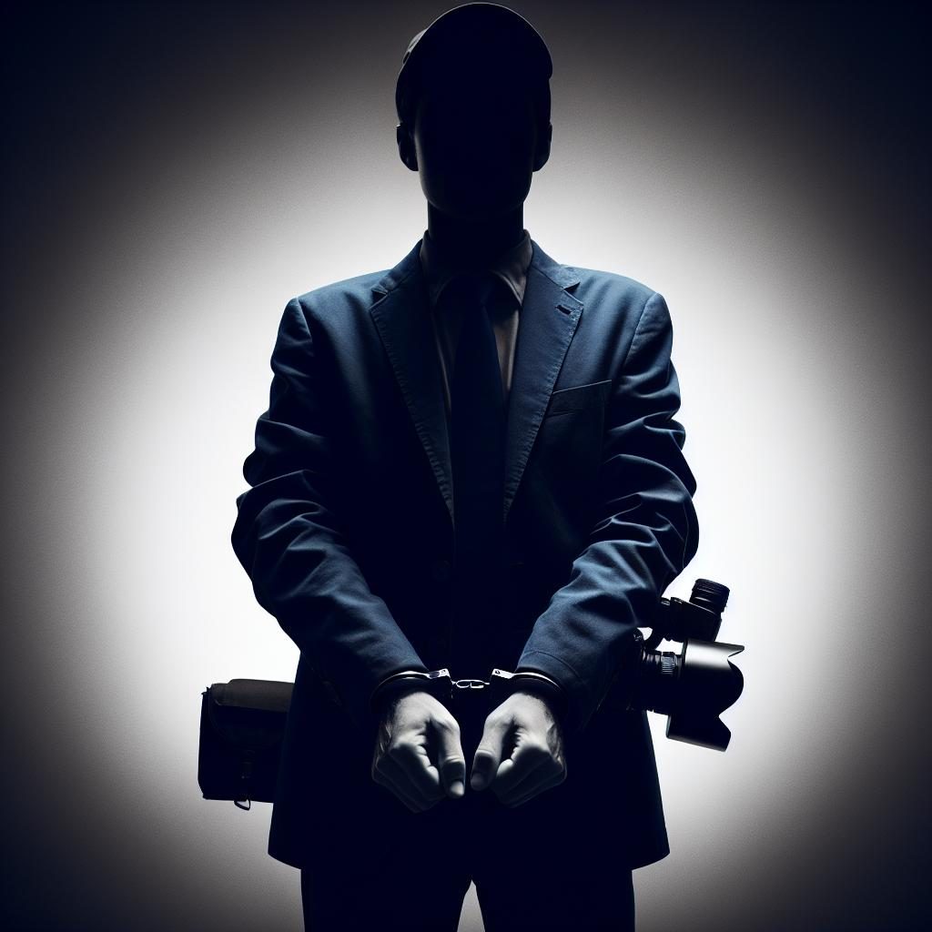 Arrested journalist silhouette