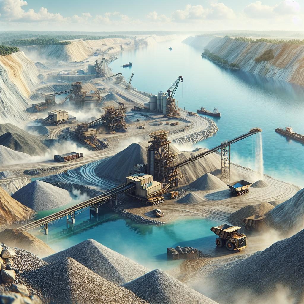 Riverfront quarry expansion illustration.