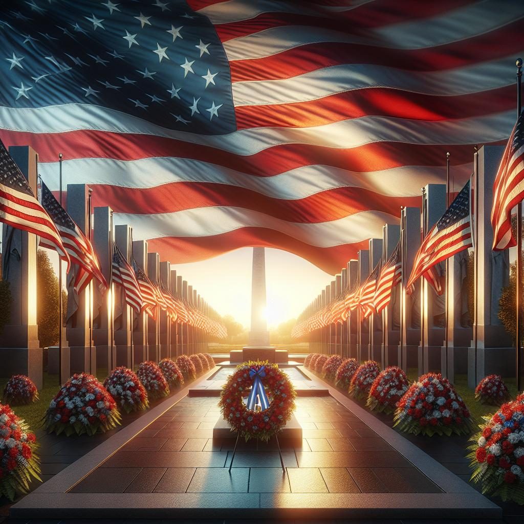 American flag memorial tribute