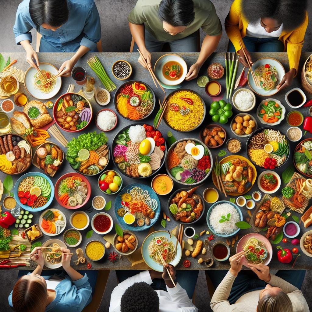 Colorful Asian Cuisine Spread