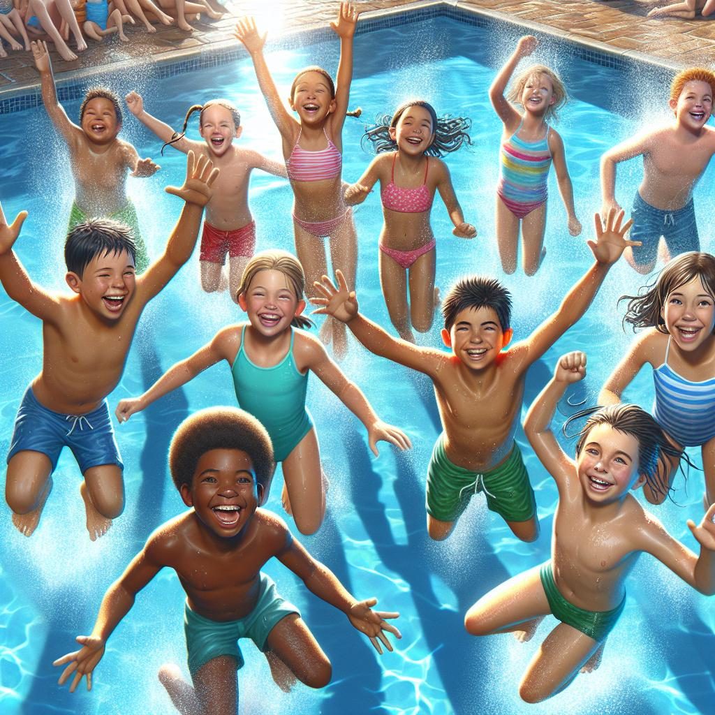 Children Swimming Joyfully