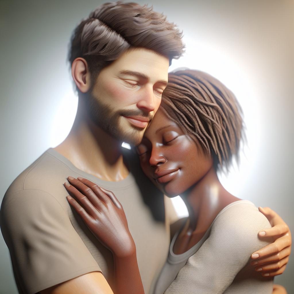 Hopeful couple embracing