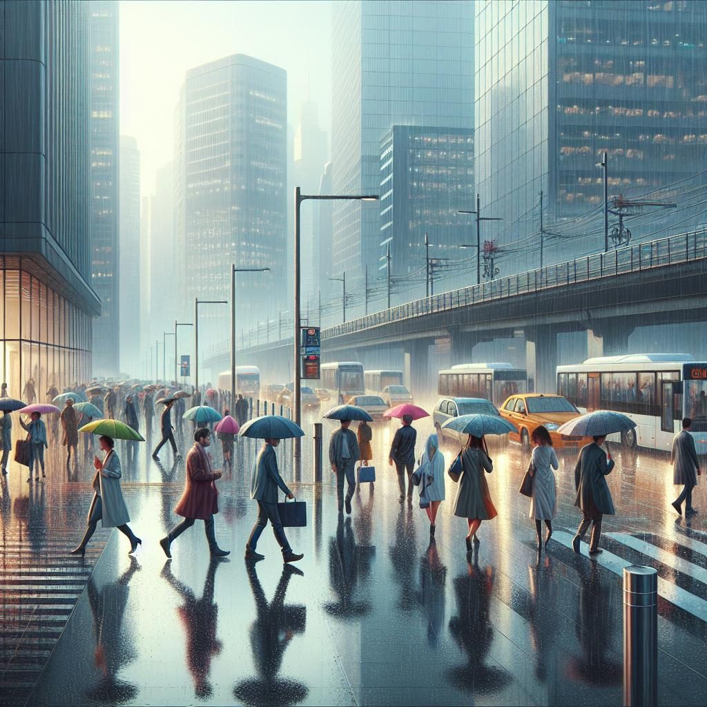 Rainy city scene