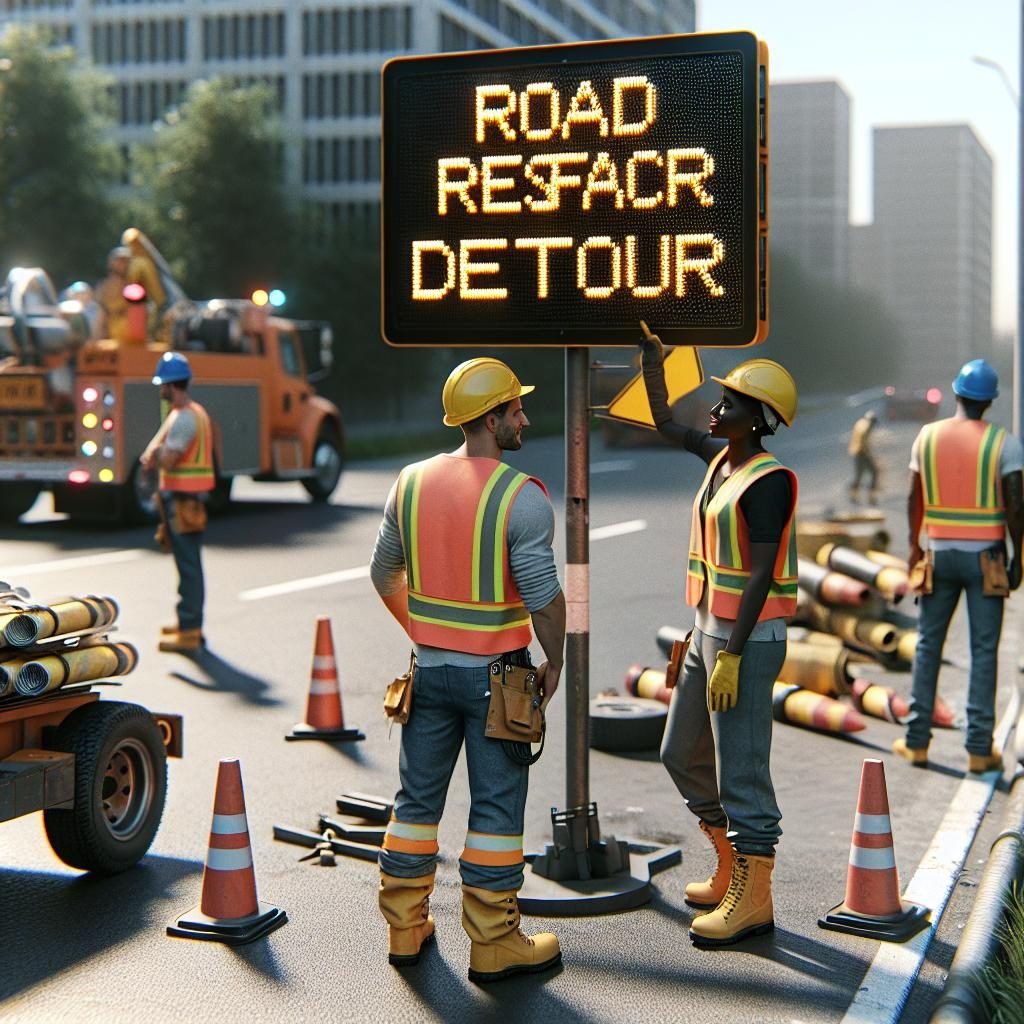 Road Repair Detour Sign