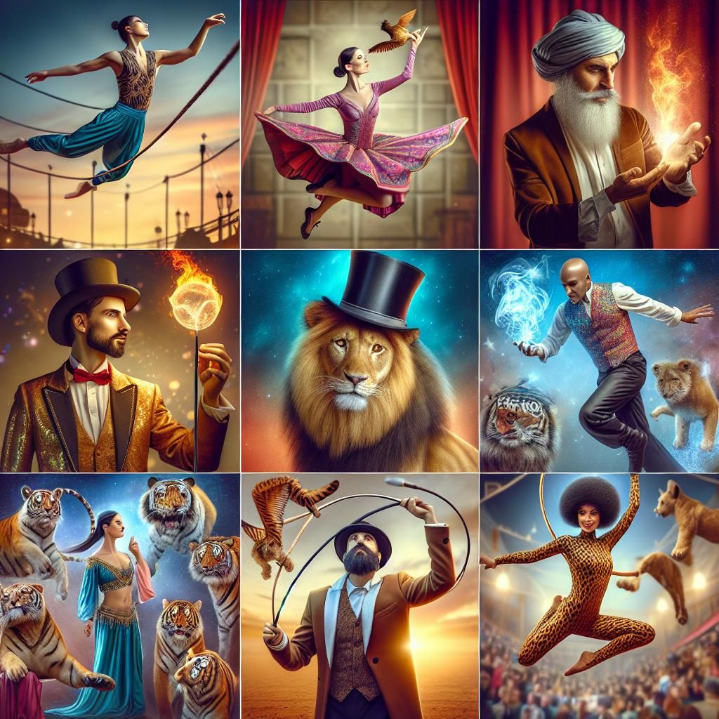 Circus performers in action