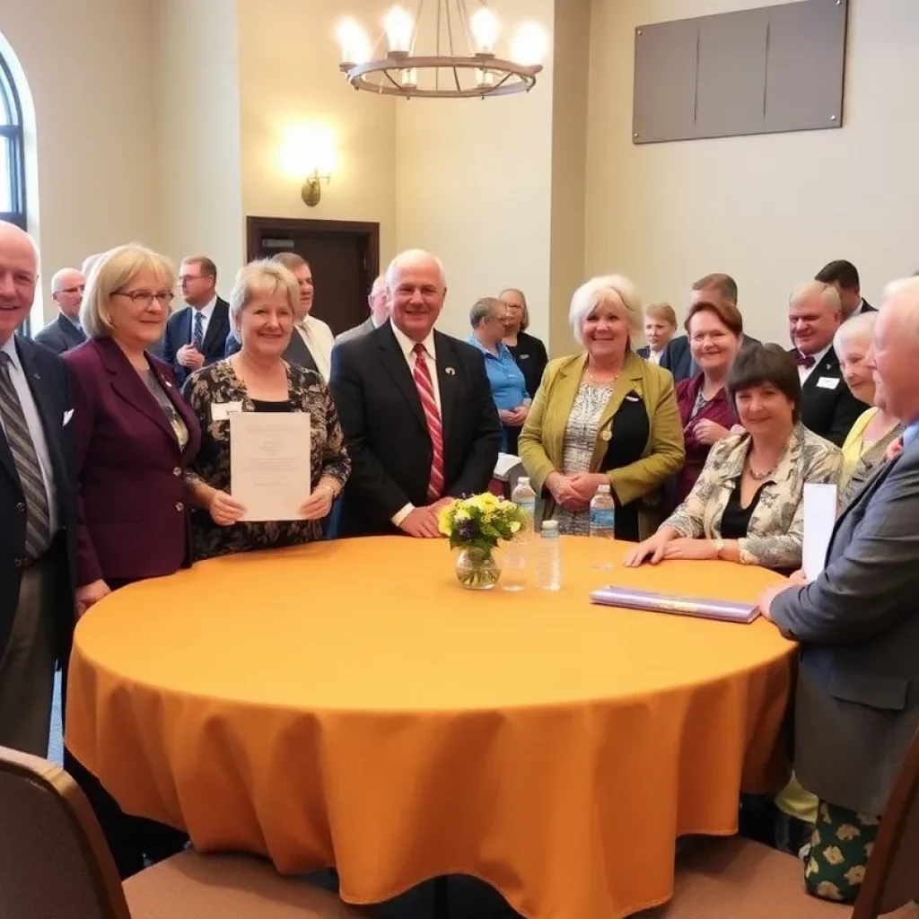 Community gathering honoring civic dedication and service legacy.