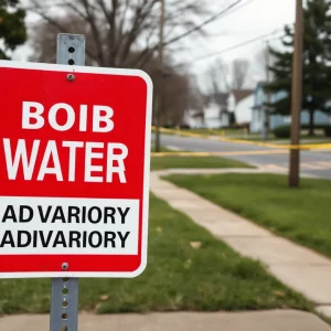 Boil water advisory sign in residential area