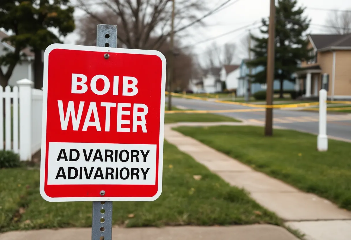 Boil water advisory sign in residential area