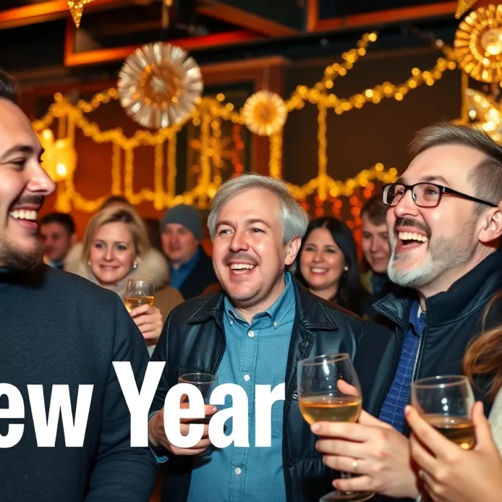 Crowd enjoying a comedy show on New Year's Eve in Columbia.