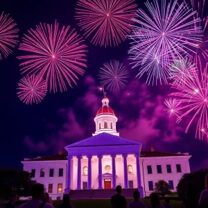 Fireworks display over the South Carolina State House during New Year's Eve celebration in Columbia