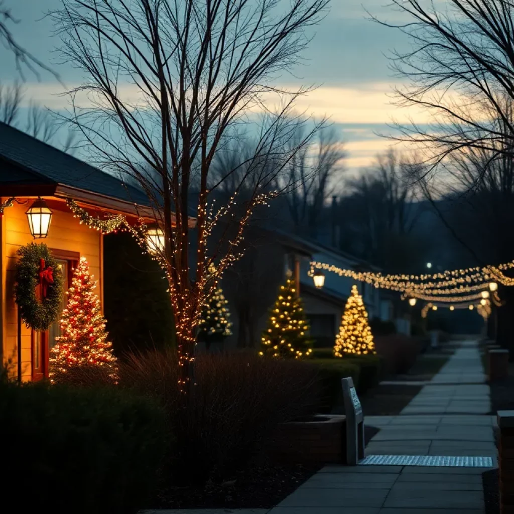 Community scene during the holiday season mourning the loss of a young boy.