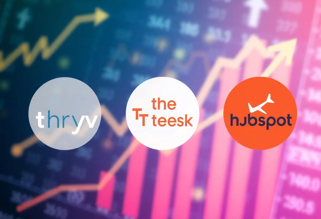 Growth in digital advertising stocks with company logos.