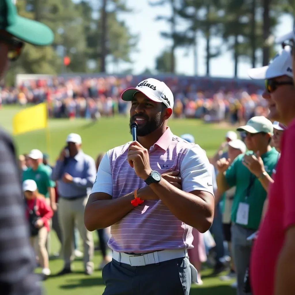 Dustin Johnson practicing at Augusta National Golf Club