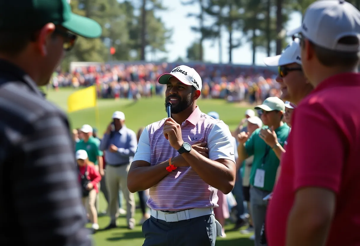 Dustin Johnson practicing at Augusta National Golf Club