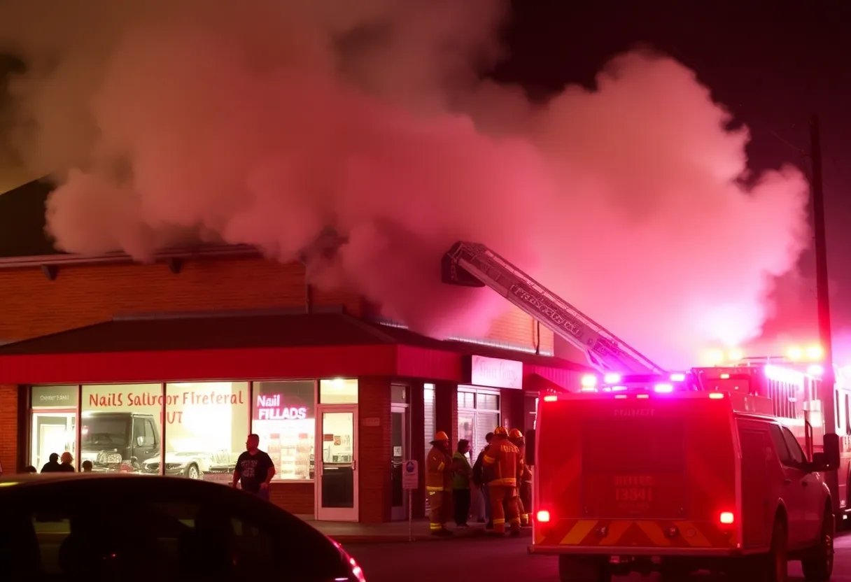 Firefighters responding to fire at Mrs. GoodFoot Nail Salon in Cayce