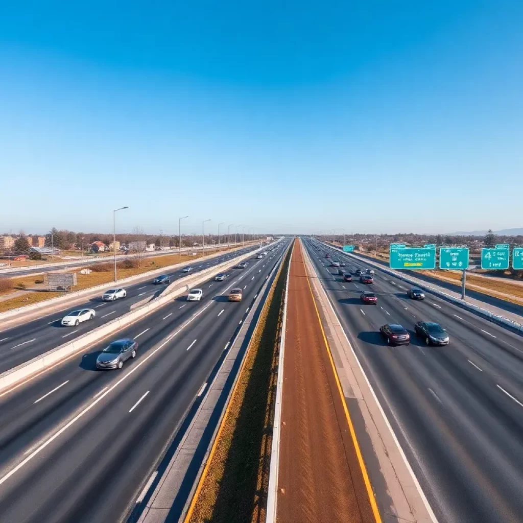 Newly opened I-26 highway with expanded lanes