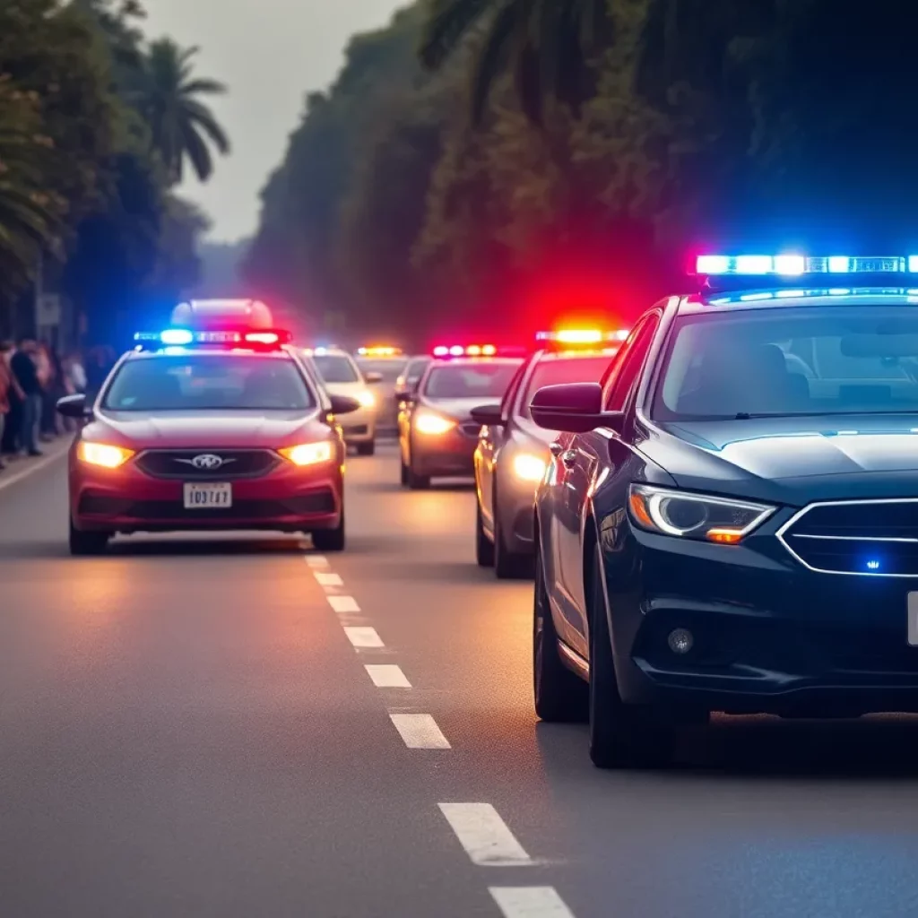 Police cars chasing a vehicle in Irmo