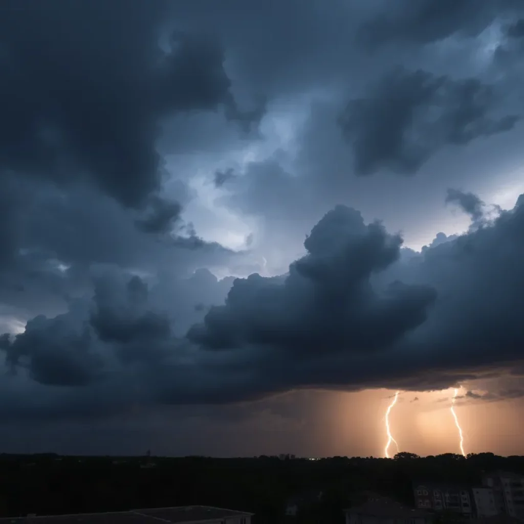 Stormy sky during a tornado watch in Columbia, South Carolina