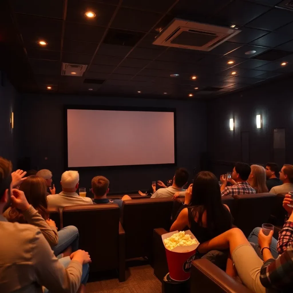 Interior of The Babylon Kino showcasing cinema seating and screen