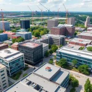 New medical school campus construction in BullStreet District, Columbia.