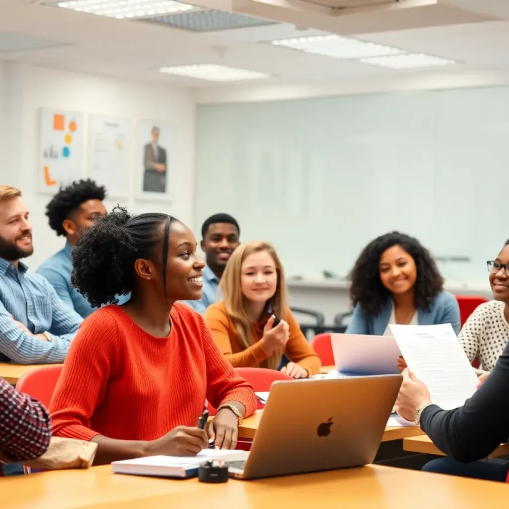 Entrepreneurs participating in a training session for business skills.