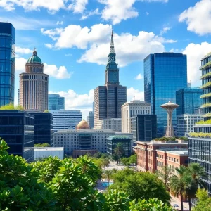 Cityscape of Columbia SC depicting sustainable energy innovations