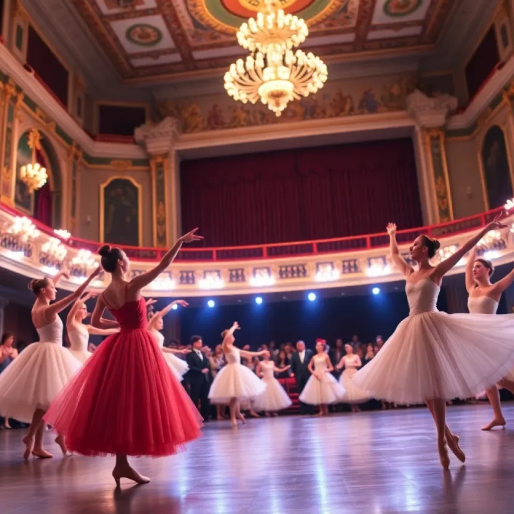 Dancers performing on stage at the Columbia Classical Ballet