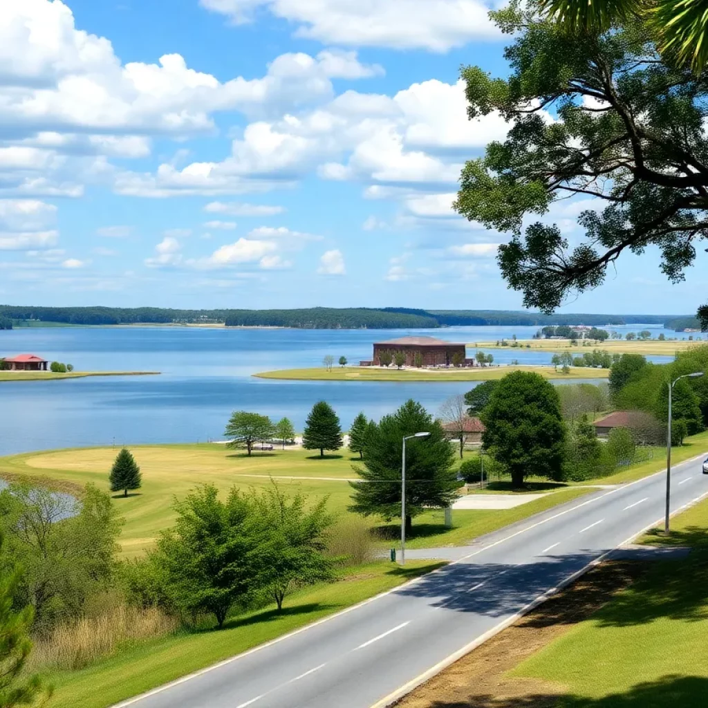 A view of Lake Murray with roads and community activities