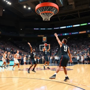 Gamecocks team celebrating a basketball win