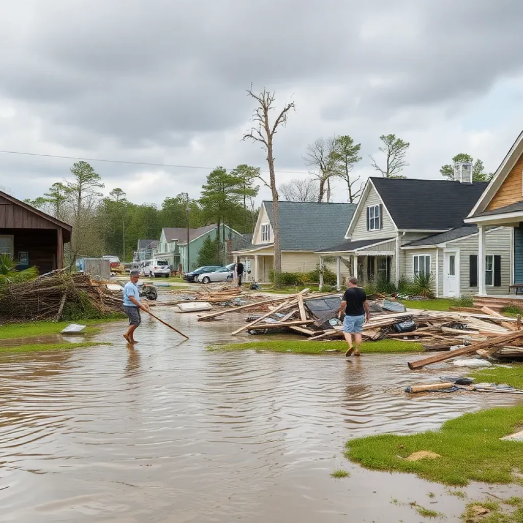 Destruction in a North Carolina town after Hurricane Helene