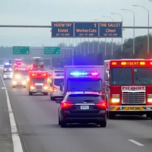 Emergency vehicles on Irmo highway responding to traffic incidents