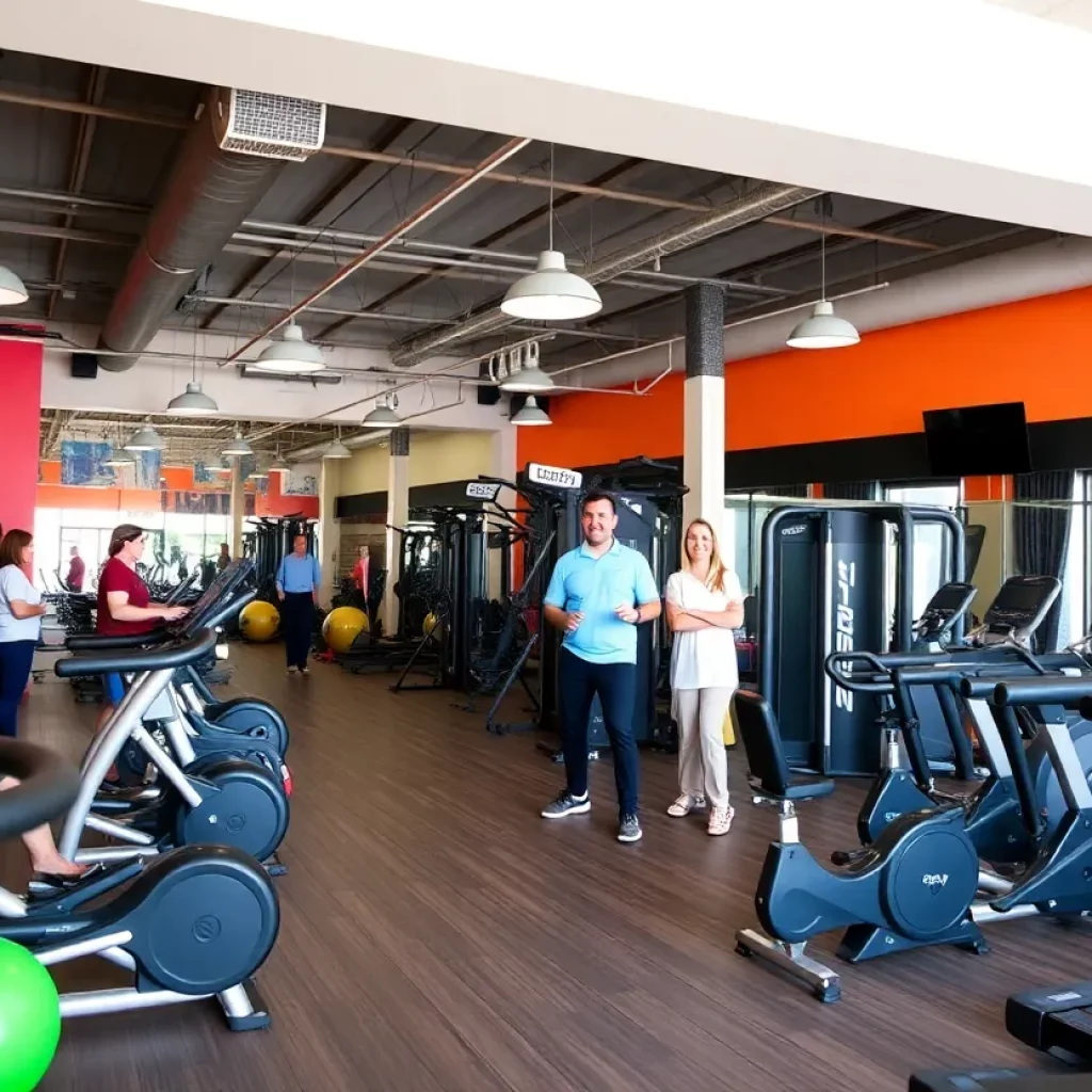 Interior view of a Planet Fitness gym with equipment and people exercising