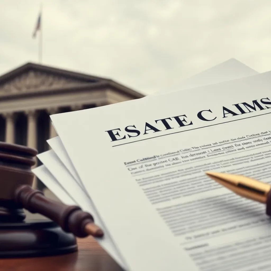 Legal documents with a courthouse background representing estates claims in Richland County.