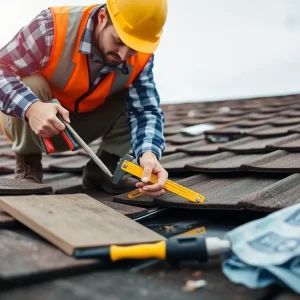 A professional inspecting a roof for leaks and damage