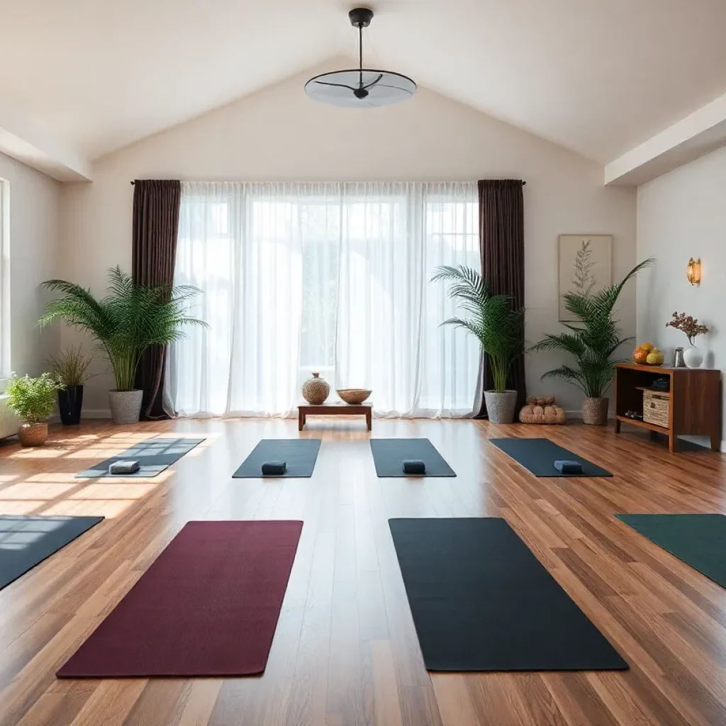 Interior view of Sequoia Yoga & Wellness Studio with yoga mats and calming decor