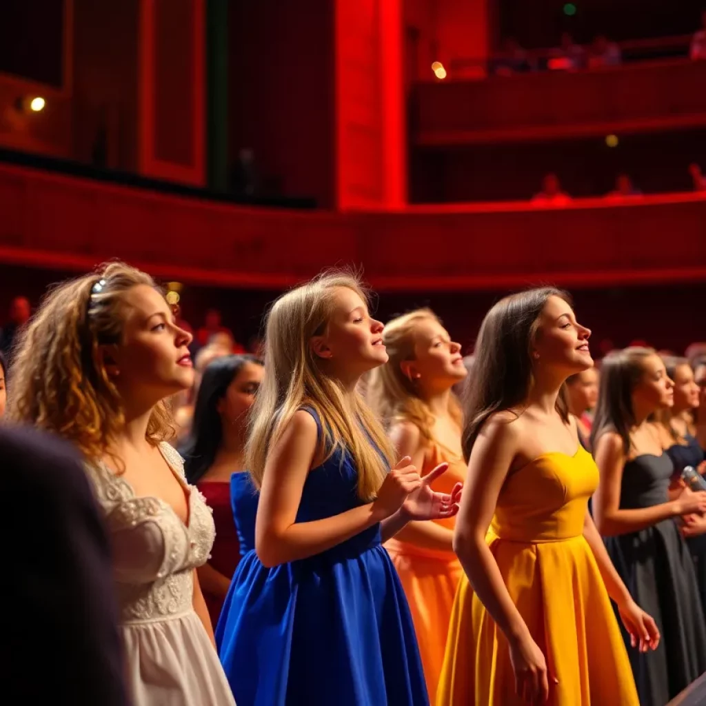 Young opera singers performing at the Laffont Competition in Columbia