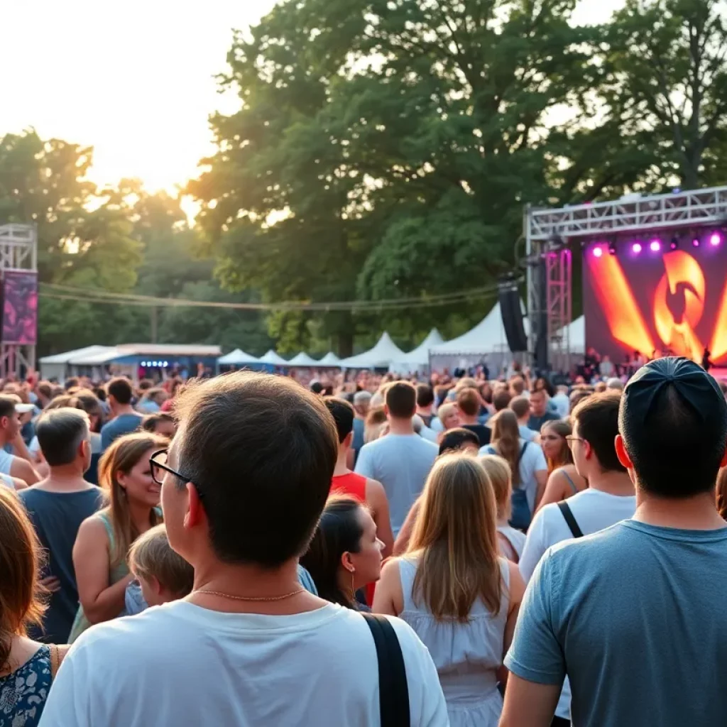 Crowd enjoying the Field & Stream Music Fest in a natural setting
