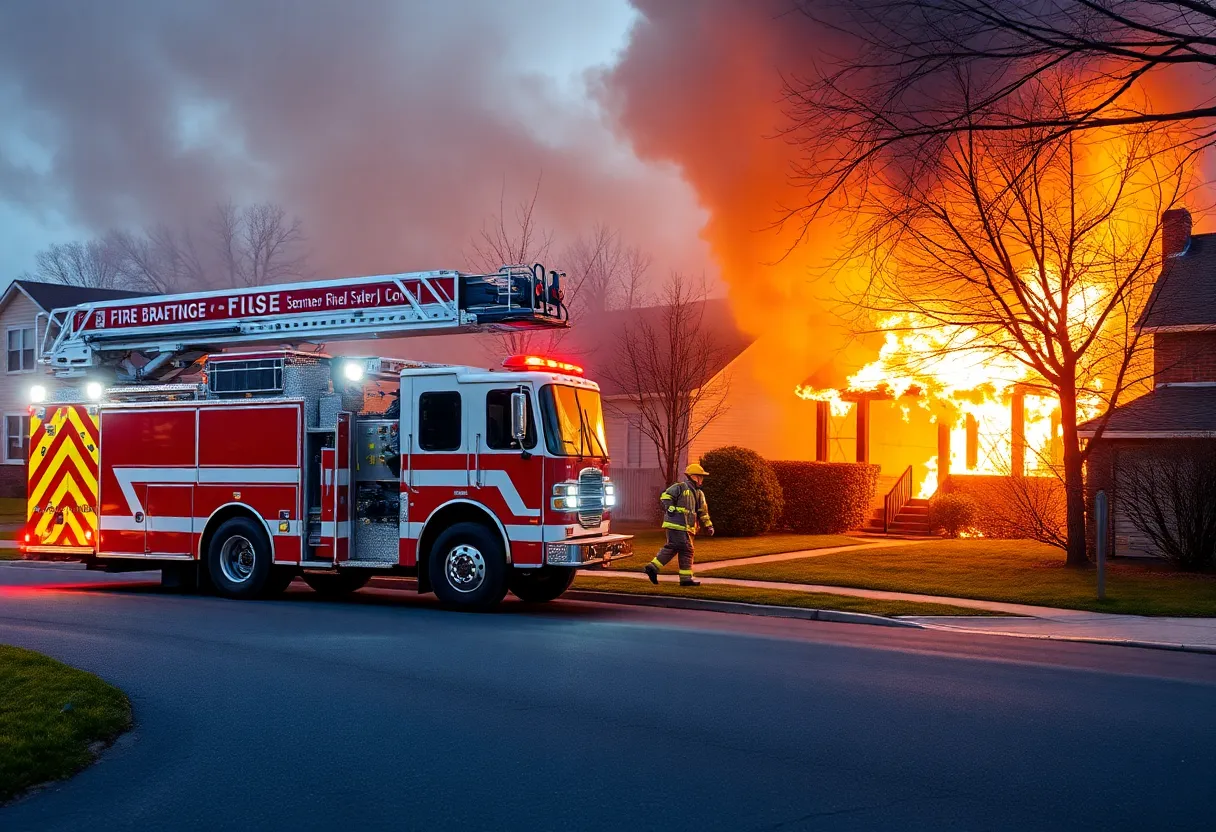 Firefighters responding to a blaze in Irmo, South Carolina