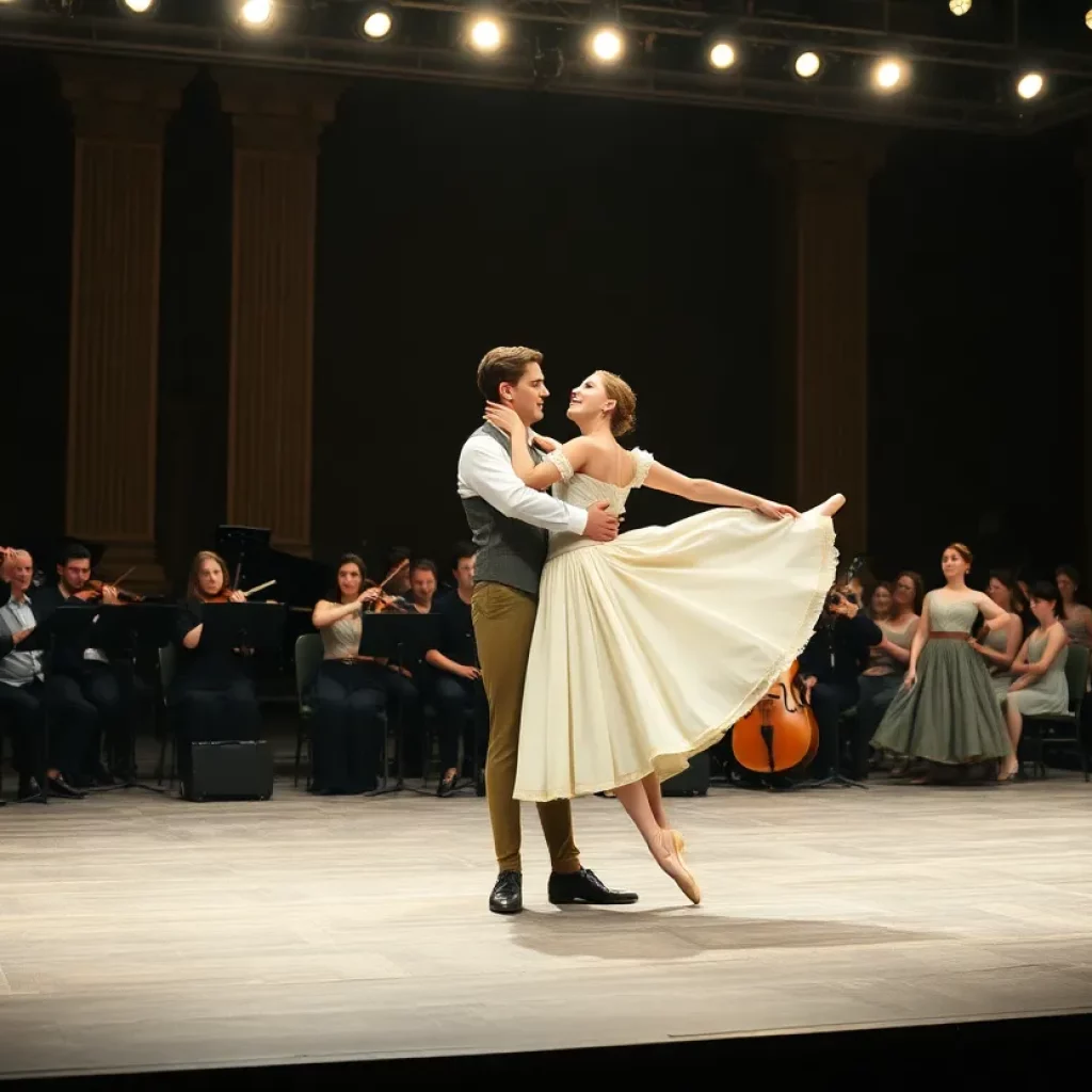 Dancers performing Romeo and Juliet ballet on stage.